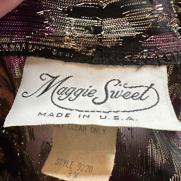 Maggie Sweet 3x Purple Black Silver Shiny Cover Up Top - Picture 2 of 10